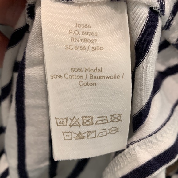 Boden Supersoft Frilled Cuff Tee Ivory/Navy, Sz Small - Picture 4 of 9